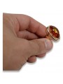 Radziecki 14k 585 złoty Rosyjski pierścionek z różowego złota z bursztynem  vrab004
