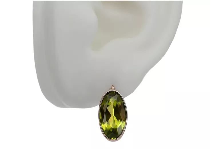 "Antique 14K Rose Gold Yellow Peridot Earrings vec003 from Vintage Soviet Collection" style
