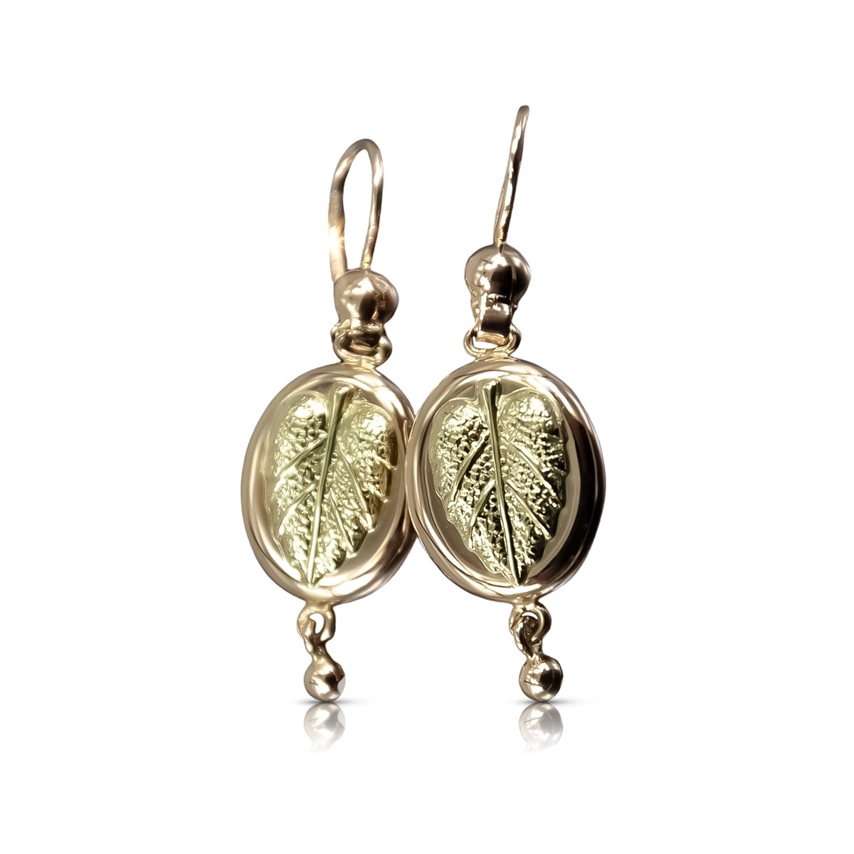 "Original Vintage 14K Rose Gold Leaf Earrings Without Stones" ven045