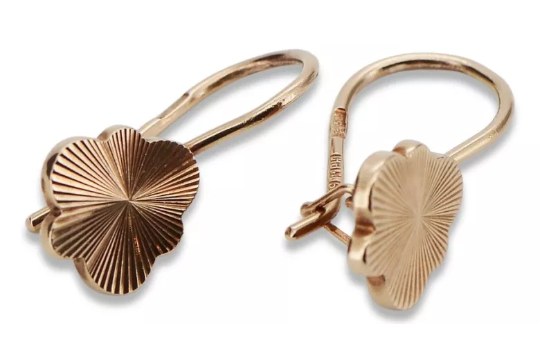 "Vintage No-Stone 14K Rose Gold Leaf Design Earrings" ven165