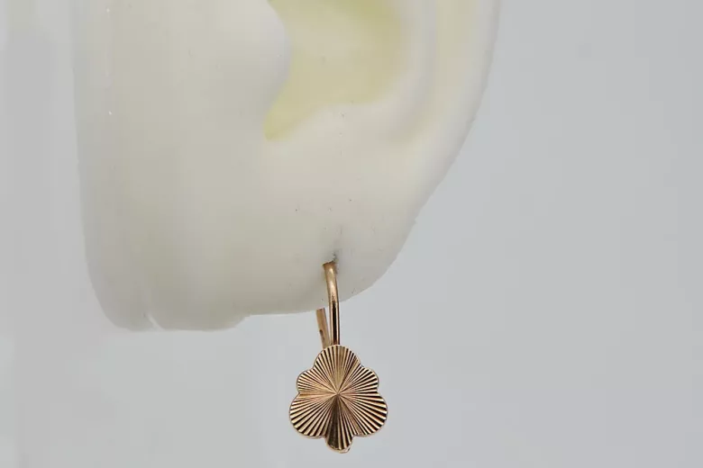 "Vintage No-Stone 14K Rose Gold Leaf Design Earrings" ven165