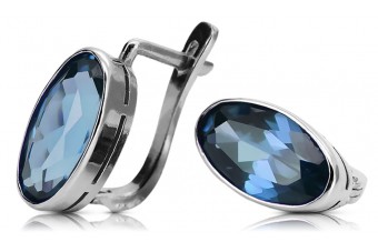Silver 925 aquamarine Vintage earrings vec001s