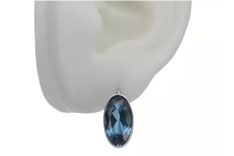 Silver 925 aquamarine Vintage earrings vec001s