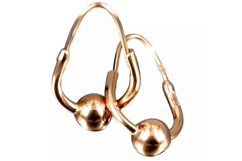 "Original Vintage 14K Rose Gold 585 Hoop Earrings Without Stones" ven038