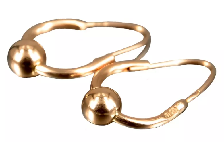 "Originales Vintage-Roségold 14k 585 Gold Hoops Ohrringe, Keine Steine" ven038