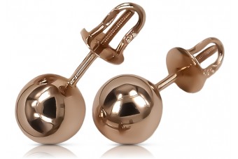"Pure Vintage 14K Rose Gold Ball Earrings without Stones" ven043