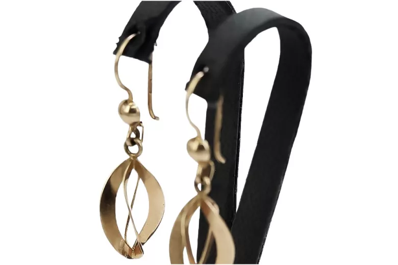 "No-Stone 14K 585 Rose Gold Vintage Dangling Earrings" ven053