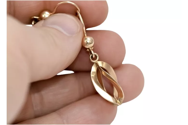 "Joyas Vintage: Aretes Colgantes de Oro Rosa 14k Sin Piedras" ven053