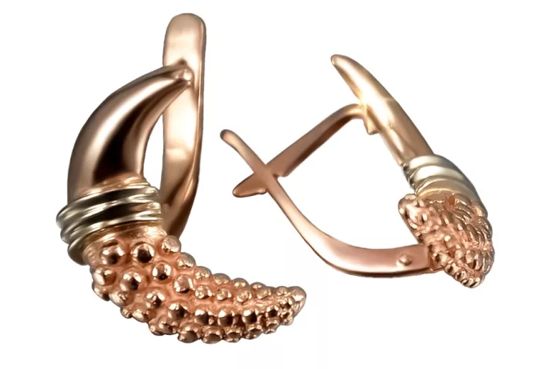 "Vintage 585 Gold Leaf Earrings in Original 14K Rose Pink" ven061