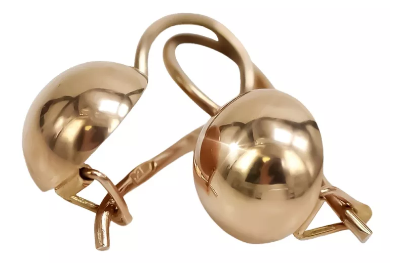 "Original Vintage No Stones 14K Rose Gold Ball Earrings" ven072