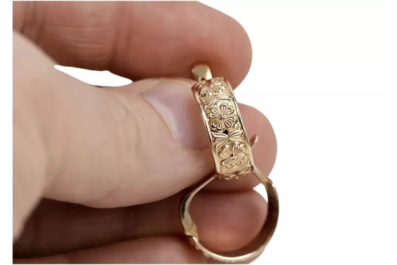 "Безупречные винтажные серьги-кольца без камней из 14-каратного розового золота 585 пробы" ven073