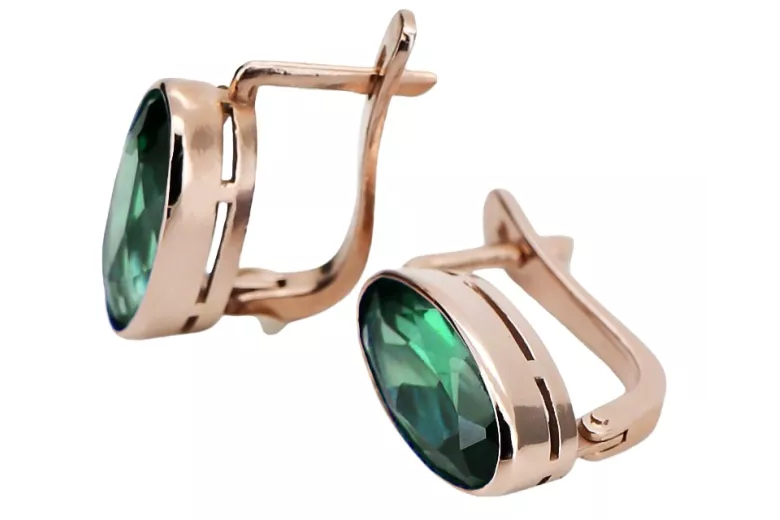 Vintage-Ohrringe aus rosévergoldetem 925-Smaragd-Silber vec001rp