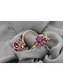 "Vintage Russian 14K Rose Gold Earrings with Pink Ruby - vec035 Authentic Soviet Style" style