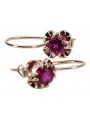 "Vintage Russian 14K Rose Gold Earrings with Pink Ruby - vec035 Authentic Soviet Style" style