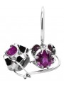 Silber 925 Amethyst Ohrringe vec035s Vintage