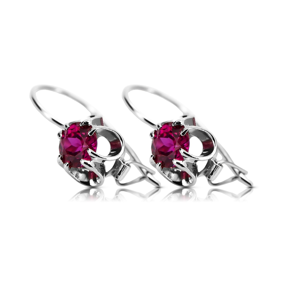 Boucles d'oreilles argent 925 rubis vec035s Vintage