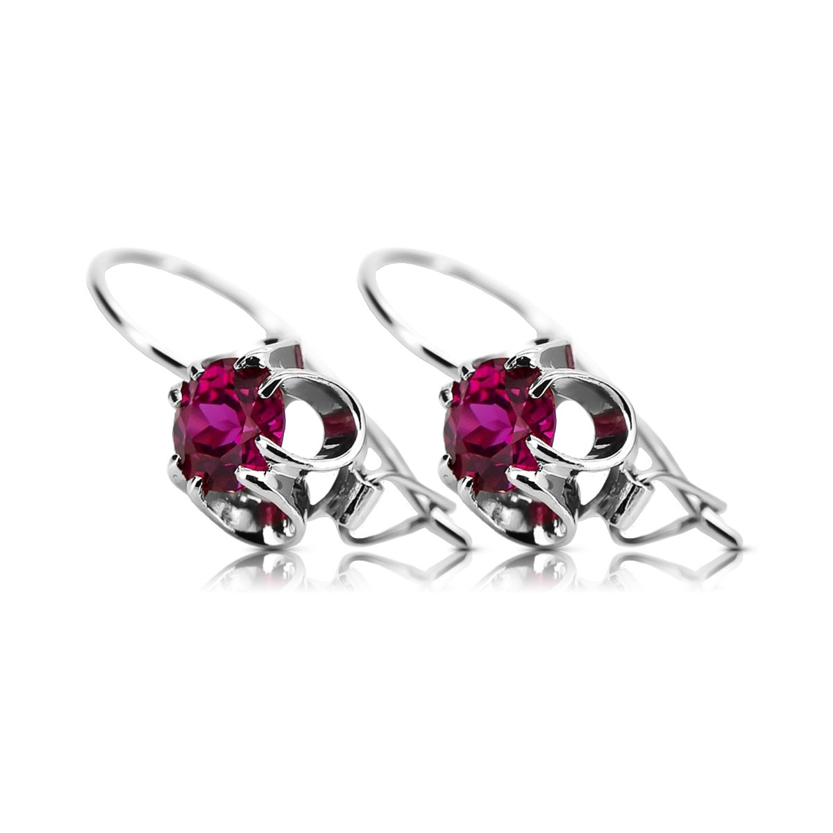 Silver 925 ruby earrings vec035s Vintage