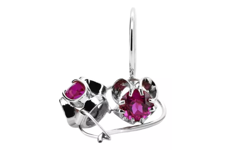 Boucles d'oreilles argent 925 rubis vec035s Vintage