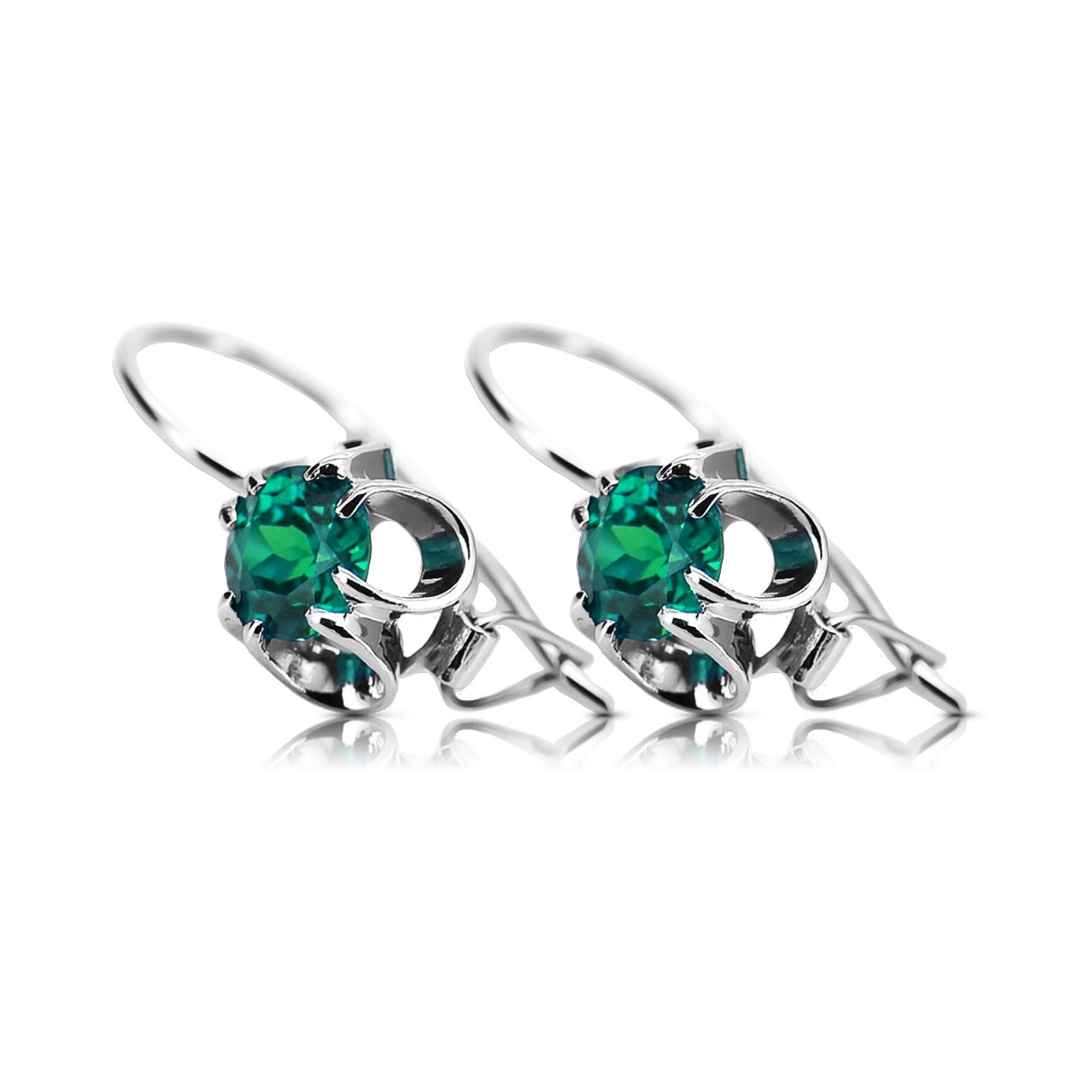 Silver 925 emerald earrings vec035s Vintage