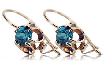 Silver rose gold plated 925 aquamarine earrings vec035rp Vintage