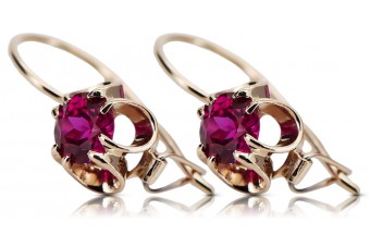 Silver rose gold plated 925 ruby earrings vec035rp Vintage