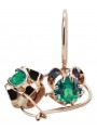 Silver rose gold plated 925 emerald earrings vec035rp Vintage