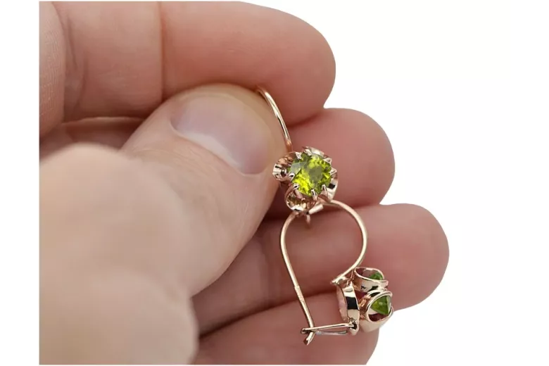 Silver rose gold plated 925 peridot earrings vec035rp Vintage