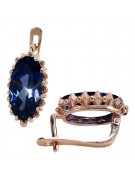 "Vintage Original 14K Rose Gold Earrings with Sapphire Stones vec174" Vintage