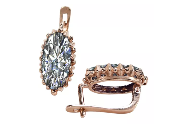 "Vintage Inspired 14K Rose Gold Zircon Drop Earrings vec174" Vintage