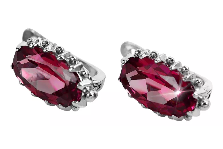 Silver 925 Vintage ruby earrings vec174s