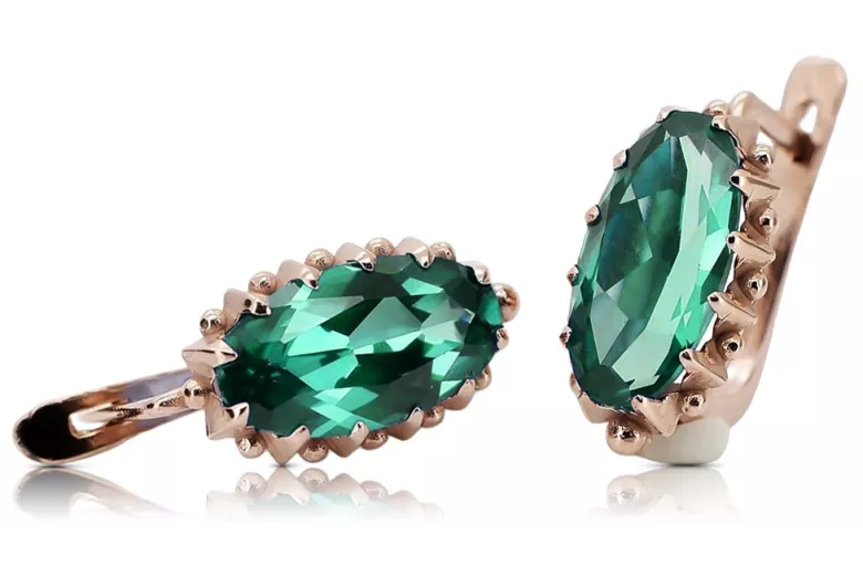 Silber 925 Vintage Smaragd Ohrringe vec174s