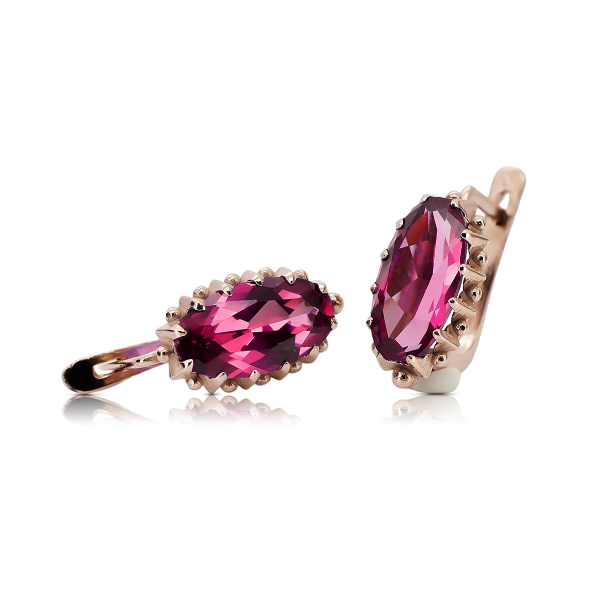 Vintage-Ohrringe aus rosévergoldetem 925er-Rubin-Silber vec174rp