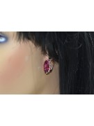 Vintage silver rose gold plated 925 ruby  earrings vec174rp