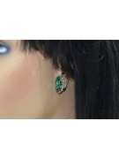 Boucles d'oreilles vintage en argent plaqué or rose 925 émeraude vec174rp
