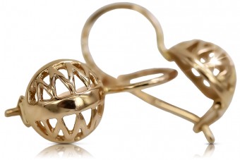 "14 Karat Originales Vintage-Roségold, Keine Steine, 585 Gold Vintage Ball Ohrringe" ven074