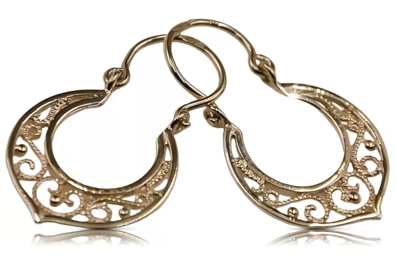 "Vintage Gipsy 14K 585 Rose Gold Earrings - Original and Stoneless" ven075