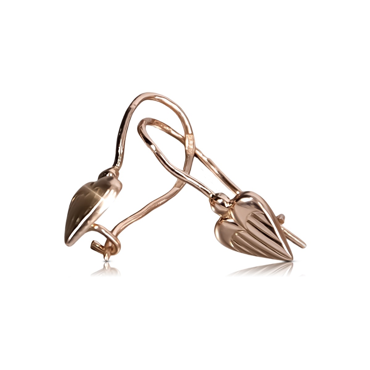Charmante Originales Vintage-Roségold aus 14k 585 Gold Vintage Herz Ohrringe ohne Steine ven090