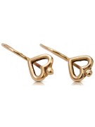 "Original Vintage 14K Rose Gold Heart Earrings Without Stones" ven102