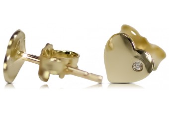 Italian yellow 14k 585 gold heart zircon earrings cec006y