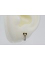 Italian 14k 585 yellow gold key zircon earrings cec020yw