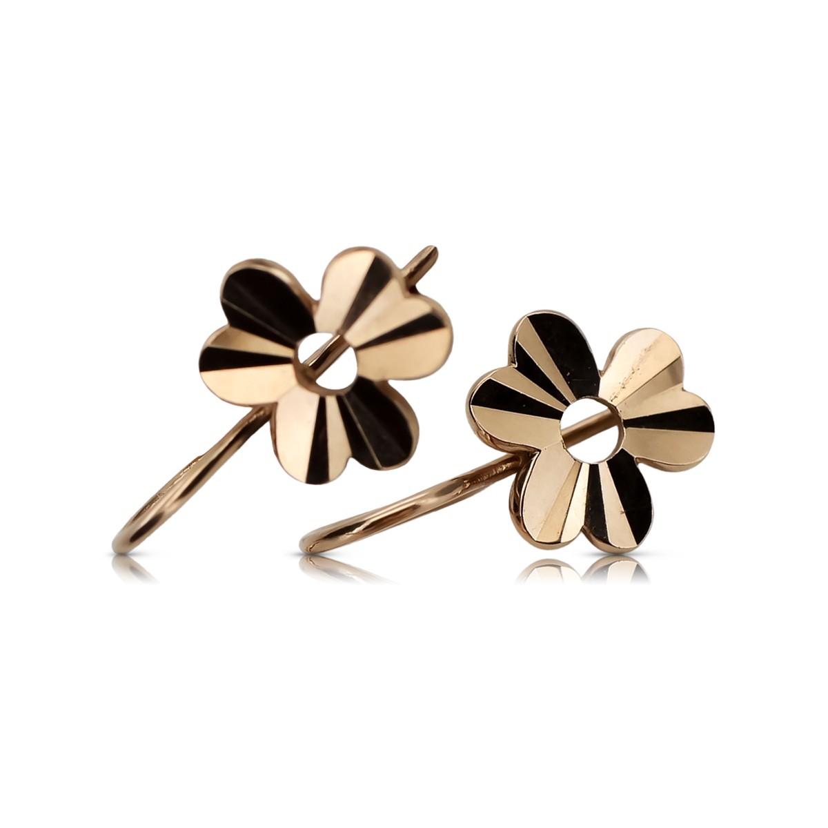 "Vintage 14K 585 Gold Leaf Earrings in Rose Pink, No Stones" ven120