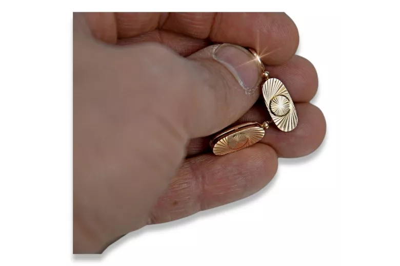 "Or rose 14 carats 585 Vintage - Boucles d'oreilles ovales Pas de pierres" ven124