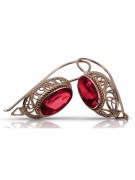 Unikalne Rubinowe Kolczyki Vintage w Różowym Złocie 14k 585 vec023, Wyrób Rosyjsko-Sowiecki style