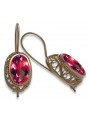 Unikalne Rubinowe Kolczyki Vintage w Różowym Złocie 14k 585 vec023, Wyrób Rosyjsko-Sowiecki style
