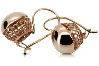 "No Stones Original Vintage 14K Rose Gold Ball Earrings" ven122