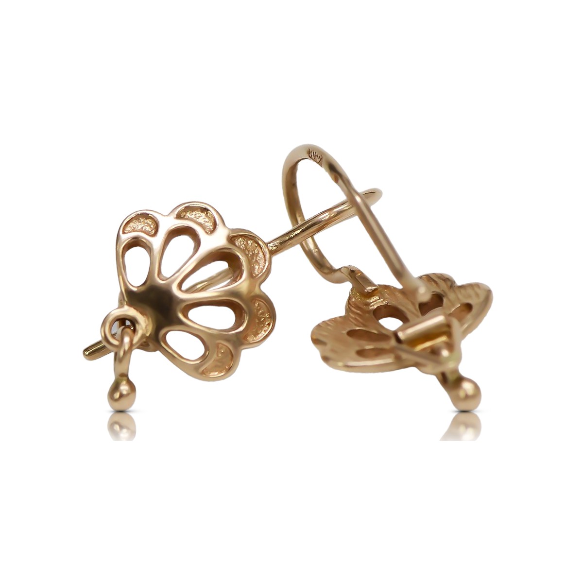 "Vintage 14K 585 Rose Gold Leaf Earrings Without Stones" ven136