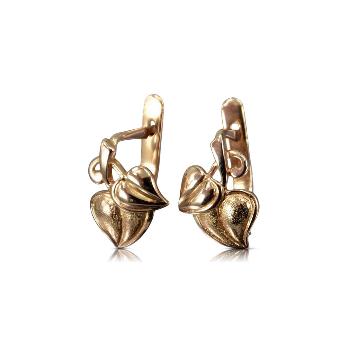 "No Stones Original Vintage 14K Rose Gold Leaf Design Earrings" ven142