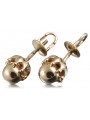 "Classic 14K 585 Gold Vintage Rose Pink Ball Stud Earrings" ven162