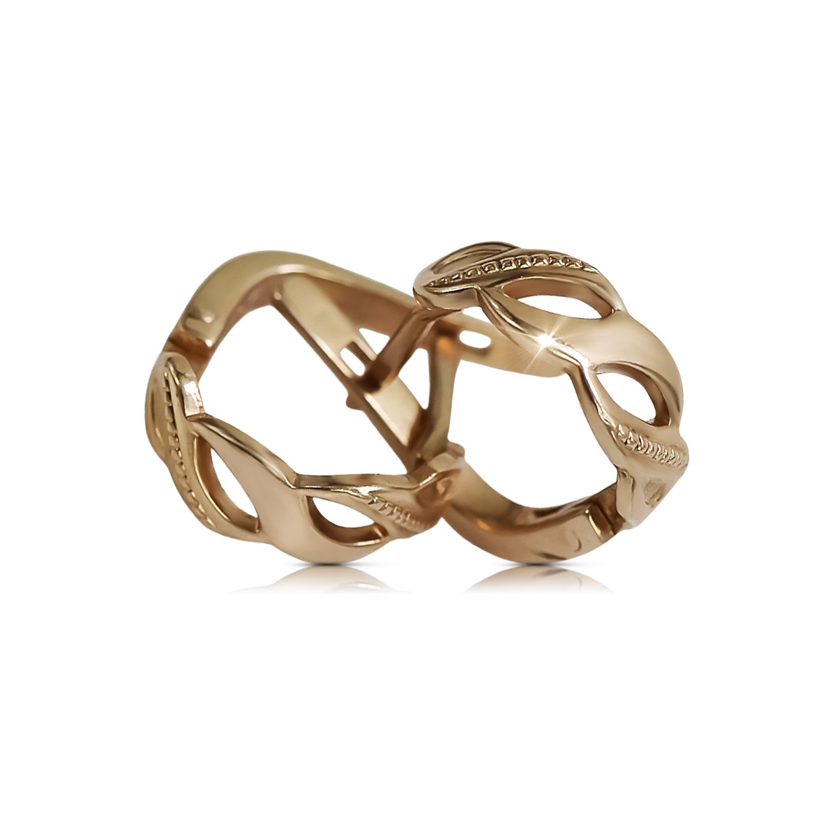 "Original No Stones 14K Rose Gold Vintage Hoop Earrings" ven175