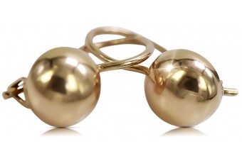 "Vintage 14K 585 Gold Ball Earrings in Rose Pink, No Stones" ven178